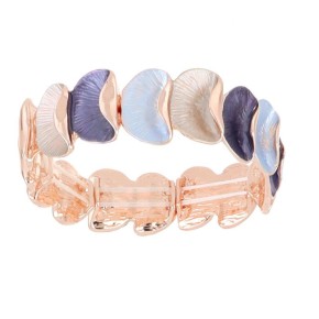 Bracciale Armonia elastico  Rosè effetto conchiglie blu celeste e rosè