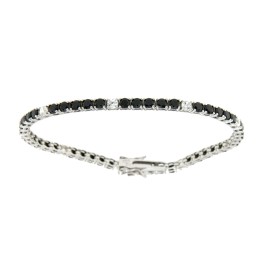 Bracciale Tennis 3 MM 5 nero + 1 argento