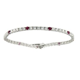 Bracciale Tennis 3 MM 5 bianco + 1 fucsia