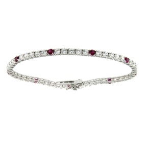 Bracciale Tennis 3 MM 5 bianco + 1 fucsia