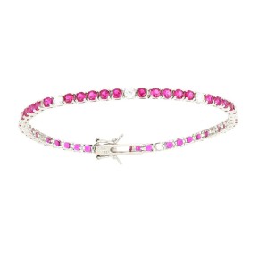 Bracciale Tennis 3 MM 5 fucsia + 1 bianco