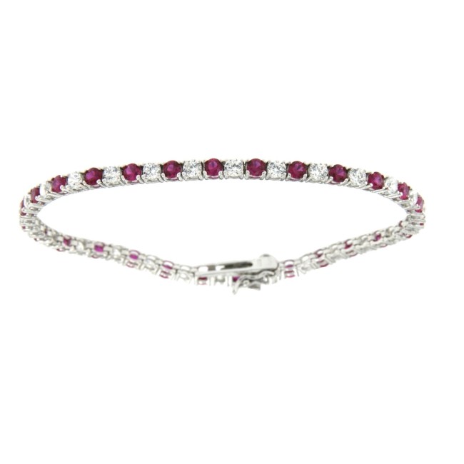 Bracciale Tennis 3 MM 1 fucsia + 1  bianco