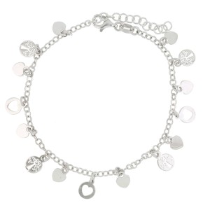 Bracciale Albero della vita con cuori pendenti  liscio in argento 925 