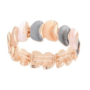 Bracciale Armonia elastico  Rosè effetto conchiglie arancione grigio e bianco