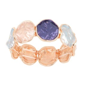 Bracciale Armonia elastico Rosè con cerchi blu celeste e rosè