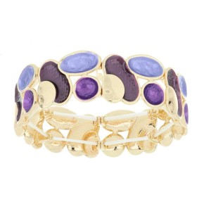 Bracciale Armonia elastico Dorato con fantasie viola