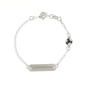 Bracciale Baby con piastrina e pallone bianco nero