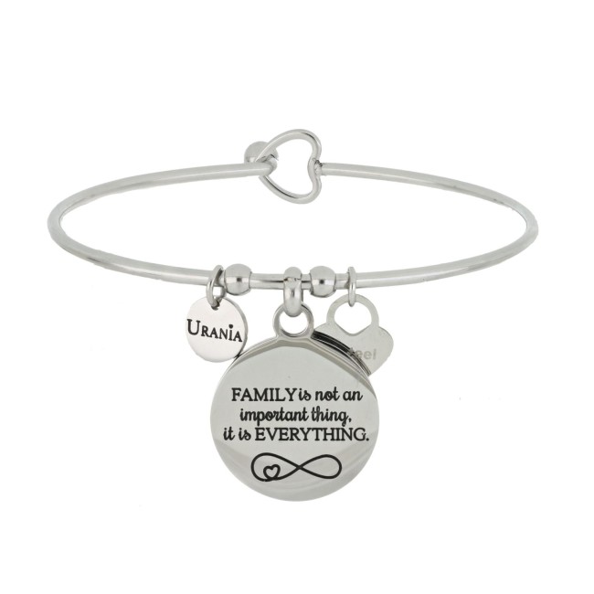 Bracciale rigido frase con piastrina pendente 'Family'