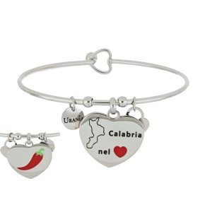 Bracciale rigido frase con cuore pendente ' Calabria nel cuore'