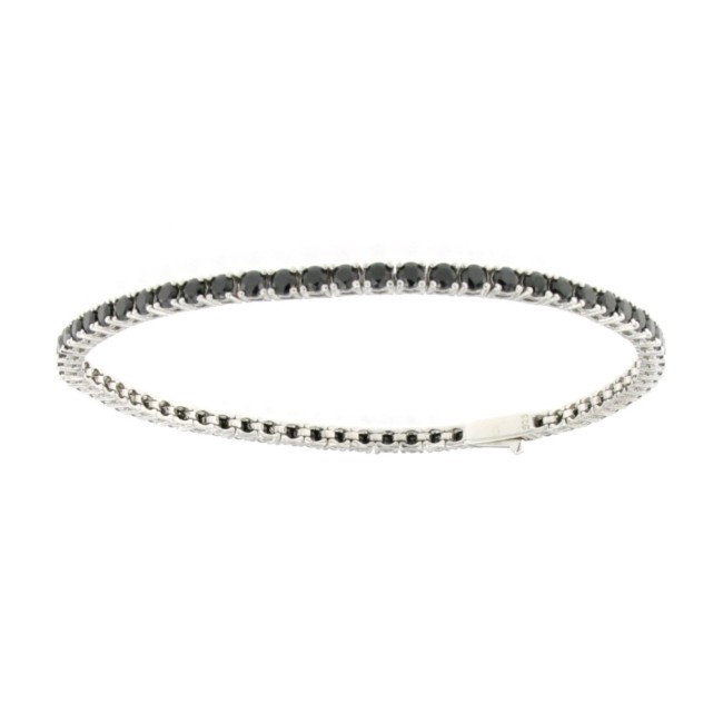 Bracciale Tennis nero 2 MM Argento 925 chiusura all'italiana