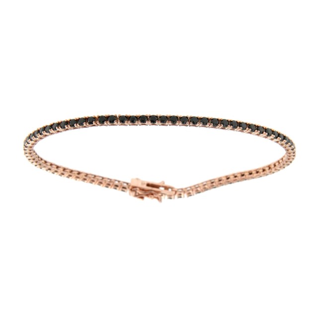 Bracciale Tennis rosè e nero 2 MM Argento 925