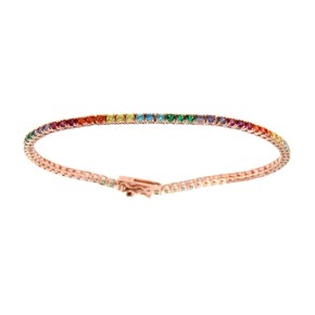 Bracciale Tennis rosè e multicolor 2 MM Argento 925