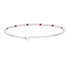 Bracciale Tennis regolabile 1 rosso + 5 argentati  2 MM