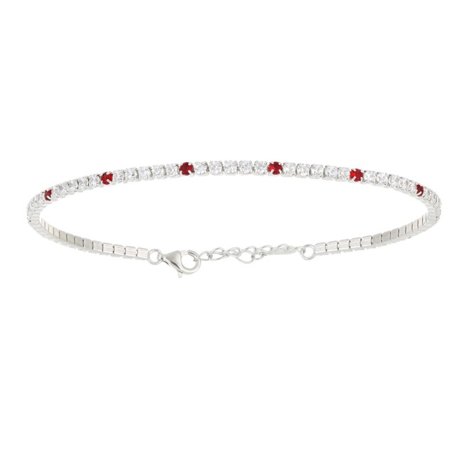 Bracciale Tennis regolabile 1 rosso + 5 argentati  2 MM