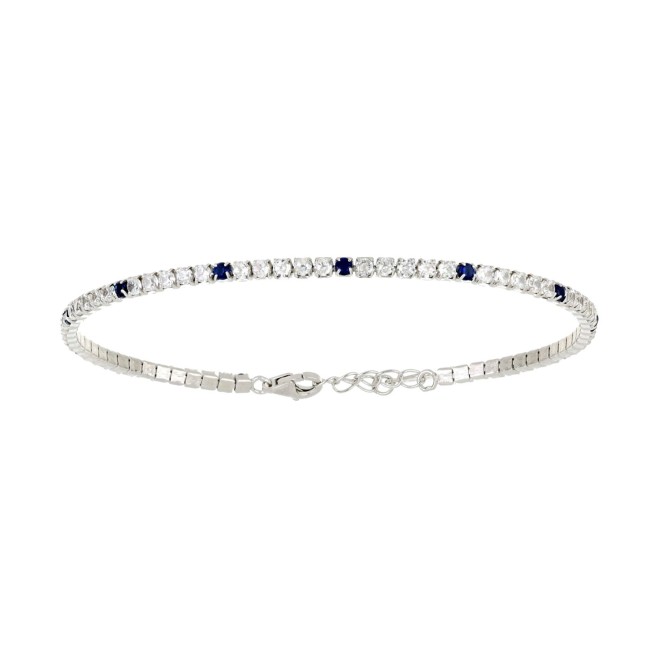 Bracciale Tennis regolabile 1 blu + 5 argentati  2 MM