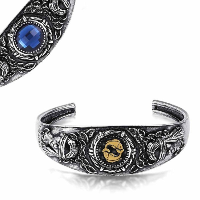 Bracciale Andromeda Pesci con pietra reversibile blu