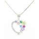 Collana con cuore e fiori colorati pendente in argento 925