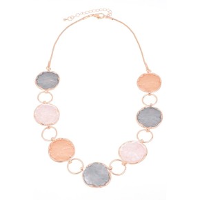 Collana Armonia Rosè a cerchi colori arancione rosa e grigio