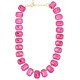 Collana Glamour dorata con cristalli rettangolari fucsia