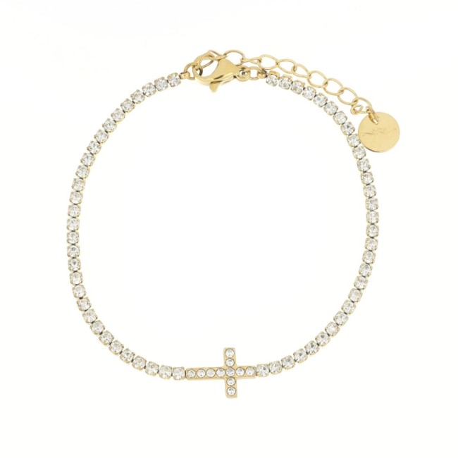 Bracciale Adana brillante dorato con croce