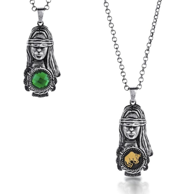 Collana Andromeda Toro con pietra reversibile verde