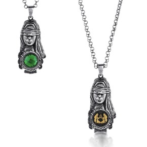 Collana Andromeda Gemelli con pietra reversibile verde