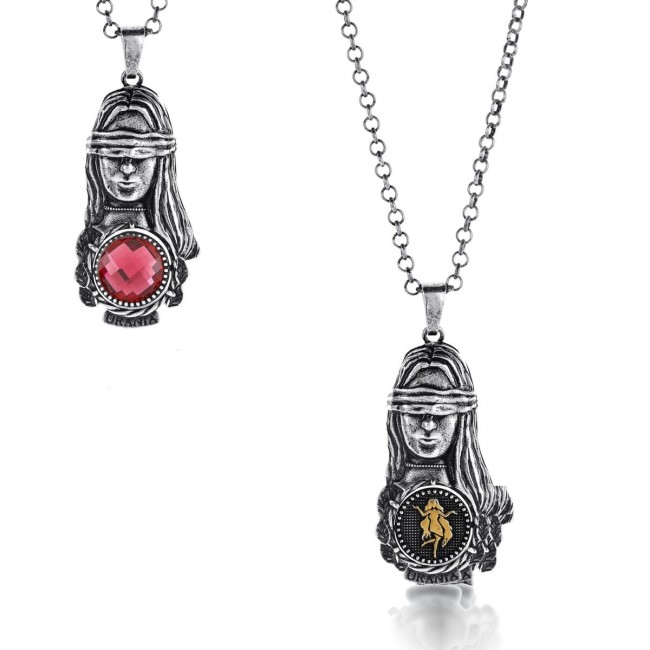 Collana Andromeda Vergine con pietra reversibile Fucsia