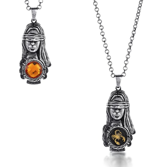 Collana Andromeda Scorpione con pietra reversibile colore Ambra