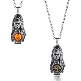 Collana Andromeda Autunno con pietra reversibile colore Ambra