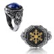 Anello Andromeda Inverno regolabile con pietra reversibile blu