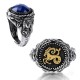 Anello Andromeda Capricorno regolabile con pietra reversibile blu