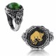 Anello Andromeda Toro regolabile con pietra reversibile verde