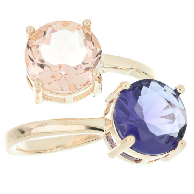 Anello Artemide regolabile rosè pietre rotonde viola e rosè