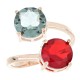 Anello Artemide regolabile rosè pietre rotonde blu cobalto e rosso