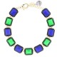 Bracciale Artemide dorato pietre quadrate blu e verde