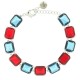 Bracciale Artemide argentato pietre quadrate blu e rosso