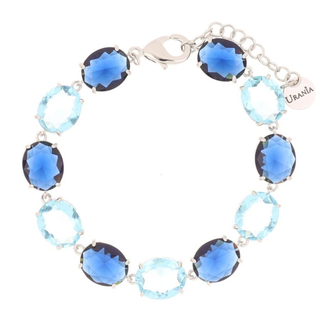 Bracciale Artemide argentato pietre Ovali acqua marina e blu