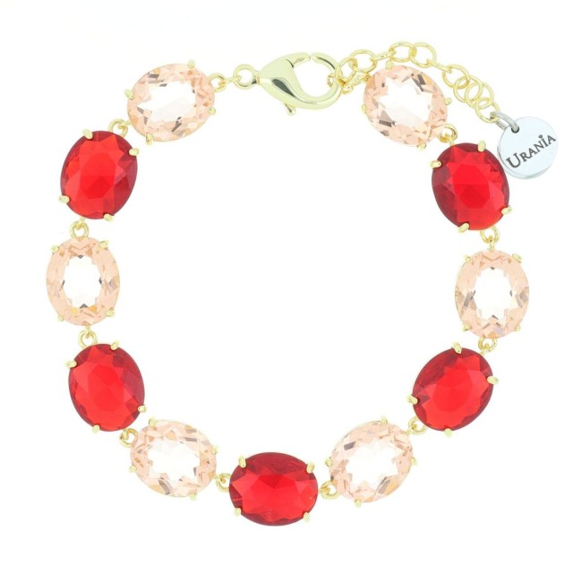 Bracciale Artemide dorato pietre Ovali rosso e rosè