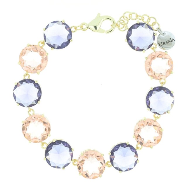 Bracciale Artemide dorato pietre rotonde viola e rosè