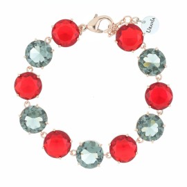 Bracciale Artemide rosè pietre rotonde blu cobalto e rosso