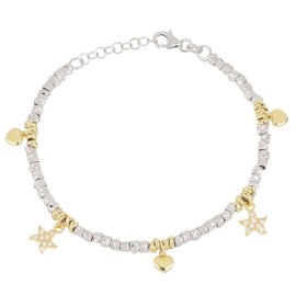 Bracciale Cloris bicolore argento e dorato stella in argento 925