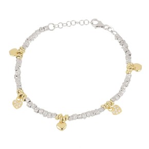 Bracciale Cloris bicolore argento e dorato cuore in argento 925