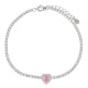 Bracciale cupido tennis con zirconi e cuore di cristallo rosa