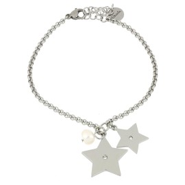 Bracciale Ideal con stelle e perla pendenti 