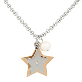 Collana Ideal in acciaio con stelle e perla pendenti