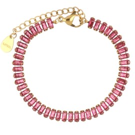 Bracciale Khloe dorato con cristalli color melograno rettangolari