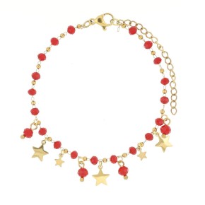 Bracciale Varsavia stelle e perline rosse