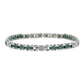 BRAC. IN ACCIAIO VERDE CM 18+3 CON 3 DIAMANTI I/SI 1MM BIANCO CT0,008