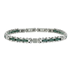 BRAC. IN ACCIAIO VERDE CM 18+3 CON 3 DIAMANTI I/SI 1MM BIANCO CT0,008