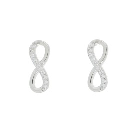 Orecchini infinito 2 mm metà liscio metà zirconi  in argento 925